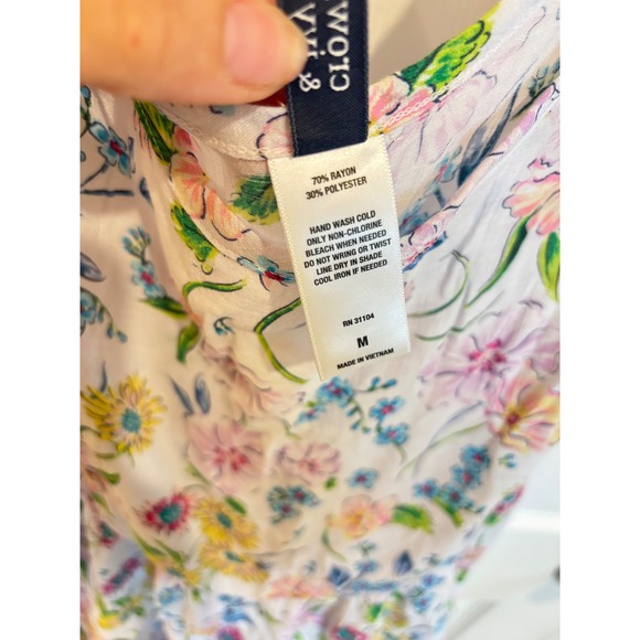 Crown & Ivy Womens Dress Medium Floral Print Sleeveless Tiered Casual Summer - Picture 3 of 5